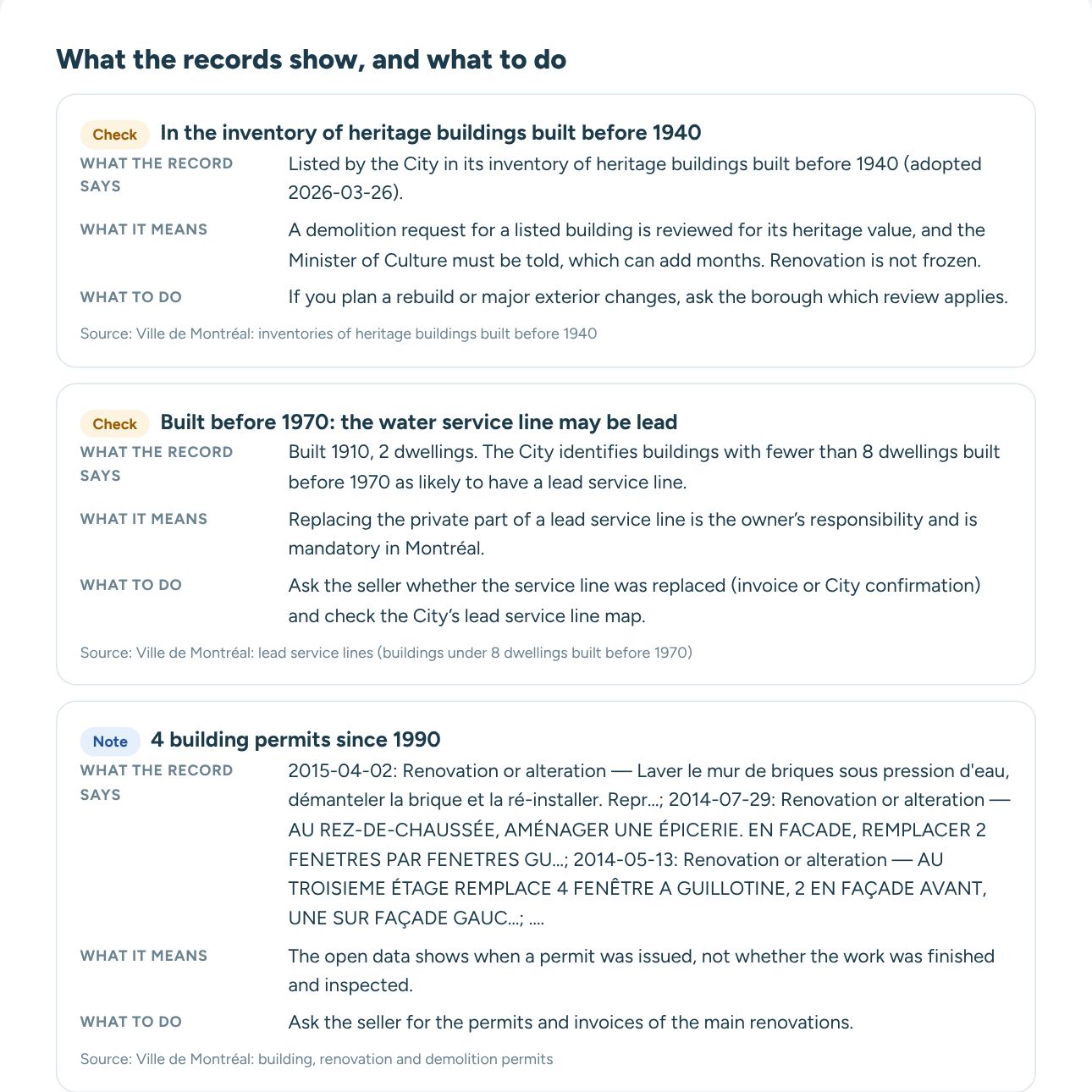 Part of a full report: what each record says, what it means and what to do